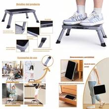 Taburete Plegable Taburete Plegable Antideslizante para Niños y Adultos Banqueta Plegable con Asa de Transporte con Plataforma Antideslizante y Pies Gruesos de Goma para Casa Cocina Armario. - negro plateado - Ver 1