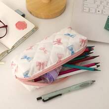 1pc Rectangular Creative Pencil Case - Bow, Cherry Blossom And Floral Pattern Decorated Pencil Pouch, Fashionable Portable Stationery Storage Box, Desk Organizer, Student Essential Learning Supplies, Stationery Reward, Birthday, Holiday Gift, Back To School Season, School Ammo Belt, Pencil Box - Single Piece - View 9