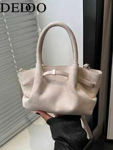 Dedoo Women's Vintage Matte Tote Bag, Fashionable Elegant Underarm Shoulder Bag, Old Money Style - Beige - View 10