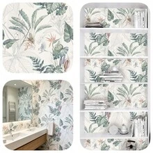 1 Roll Self-Adhesive Plant Pattern PVC Decorative Wallpaper, Living Room Bedroom Bathroom Background Wall Home Decor Contact Paper, Tabletop Cabinet Furniture Wall Sticker, Waterproof Stain-Resistant Peel And Stick Sticker 17.7inX39.3/118.1/196.8in - Plant - View 2