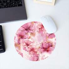 1 Cute Pink Flower Mouse Pad, Office Desk Circular Mouse Pad, Small Mini Travel Mouse Pad With Anti Slip Rubber Base, 7.87 Inch Diameter Suitable For Work Wireless Computer Laptop, Office Desk Accessory Single 47g - View 13