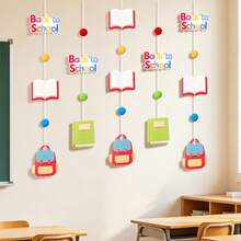 WELCOME BACK Back To School Season Party Decoration Backdrop Wall Hanging Holiday Backpack Pencil School Bus Pom Pom Ornament - Multicolor - View 10