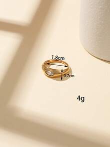1/18pcs 304 Stainless Steel Vintage Heavy Rhinestone Inlaid Luxury Gold Ring Set, Multiple Styles Personalized Asymmetrical Geometric Heart Plain Band Stacking Combination Rings, Suitable For Women's Decoration Or Gift, Can Be Purchased Individually Or As A Set - Yellow Gold - View 23