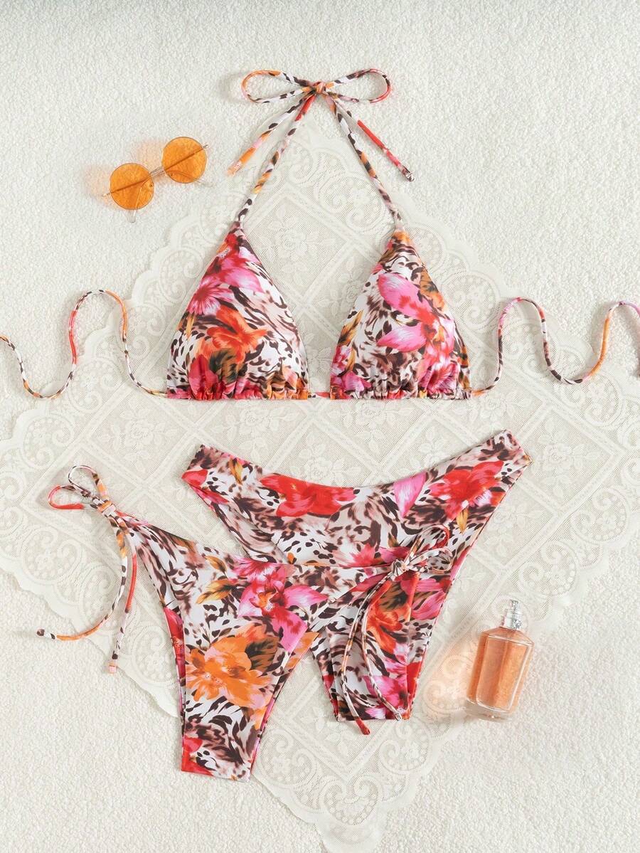 Basics 3 Pieces/Set Solid Color Women's Bikini Set For The Beach In Summer Strand Outfit Damen Strandkleid Bikini Set Damen Bikini Set Badeanzug - Different Colored 5 - View 1
