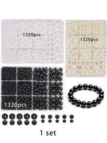 1set Beaded Accessories Materials/3set Gift Box/100pcs Loose Beads/1320pcs Faux Pearl Loose Beads Set, Set For Handmade DIY Jewelry Bracelet Necklace Earrings Phone Chain Accessories Craft Beading Material Box (Random Color) - Multicolor - View 20