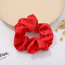 1pc Satin Velvet Hair Tie, Pure Red Hair Tie, Soft And Smooth, Suitable For Women And Girls - Red - View 6
