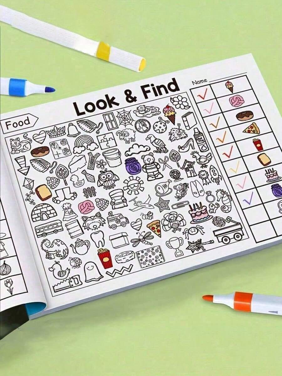 Children's Interactive Search Game Book - Enhance Brain Power Through Sudoku, Memory, And Color Recognition Games. This Is A Durable Travel Puzzle Card Set Suitable For Home And School Use, With Engaging Challenges. An Ideal Easter Gift Choice.