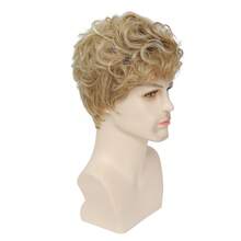 European American Men's Short Curly Wig,Neat Full Hair Cover,Bouncy Layered Curls, Lightweight Comfortable Wear,Easy Styling Hair Accessory,Daily Wear,Event Attire,US Holiday Celebrations, Lovely Mom Wigs Cosplay Wigs Halloween Costume Wigs - YN398(25g130g) - View 6