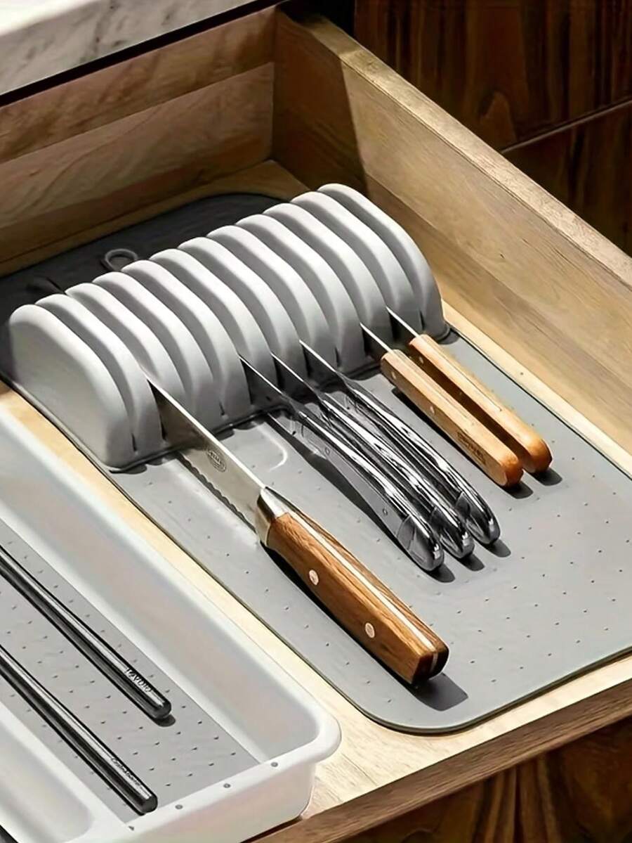 5 fack & 11 fack/avtagbar 11 fack silikonknivhållare - antibakteriell köksbänksorganisatör, ergonomisk design med halkfritt grepp, lämplig för knivförvaring och torkning