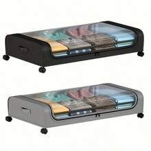 2pcs Under Bed Storage Organizer Metal Underbed Bins With Wheels And Lid Metal Underbed Storage Containers Under Bed Rolling Storage For Clothes, Bedding, Shoes, Blankets, Books, Under-Bed Storage - 2件灰色 - 查看 5