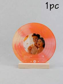 1件客製化音樂唱片牌，附照片歌曲唱片，個性化照片禮物，客製化照片禮物，圓形唱片裝飾，可自訂文字音樂禮物，音樂愛好者禮物，音樂室裝飾，音樂相框，家居裝飾 - 風格A - 查看 9