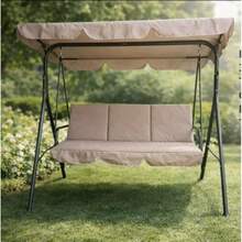 3-Sitzer Garten-Schaukelbank aus Eisen mit Sonnenschutz und Kissen - Outdoor-Schaukelbank für Terrasse und Balkon 170x110x153cm 3 Farben Grau Beige Tortora - Schwarz - Übersicht 6