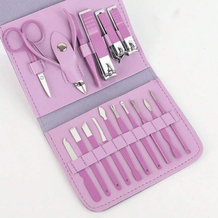 4/7/16pcs Stainless Steel Nail Clipper Set, Stainless Steel Nail Care Tool Set, Includes Straight Edge Nail File, Ear Pick And Scissors, Suitable For Home And Nail Salon, Manicure Tool Set - Multicolor - View 1