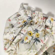 Women's Elegant New Spring Floral Print Maxi Dress With High Slit And Ruffled Edges - 杏色 - 查看 7