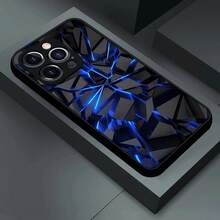 Envío en 24h desde DE | Bloques de construcción azules con vidrio templado, estuche negro con protección de cámara y a prueba de golpes – Minimalista, creativo y premium – Compatible con Apple 11/12/13/14/15/16/17 Pro Max/Plus/SE/Air – Regalo perfecto – Para Samsung Galaxy S21/S22/S23/S24/S25 Ultra - 1 pieza de imagen a color - Ver 4
