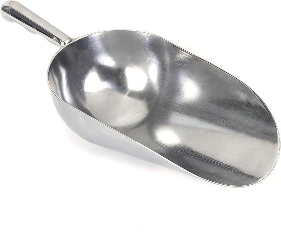 Heavy-Duty Cast Aluminum Kitchen Scoop - Rust-Proof, Ergonomic S-Handle Ice Cube Endurance Scoopfor Ice, Candy, Popcorn, Coffee Beans, Flour &Amp; Pet Food - Commercial-Grade Durable Design (S(5oz)) - White - View 1