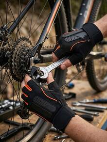 Anti-Slip Half-Finger Fitness Gloves With Padding And Mesh Design, Adjustable Breathable Sports Gloves, Unisex, Suitable For Work, Cycling, Gym, Boxing, Motorcycle Gear, Hiking, Camping, Travel Essential Accessory - Multicolor - View 8