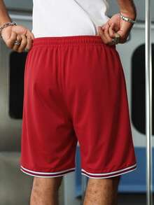 EVRINFINITE Men's Basketball Shorts Sports Pants Fashion Casual Streetwear Loose Fit Trousers - Red - View 4