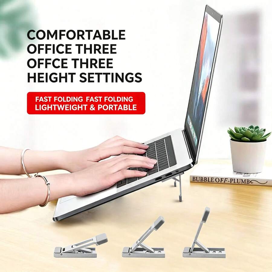 Universal Invisible Laptop Stand 5mm Ultra-Thin Space-Saving Strong Adhesive Anti-Slip Alloy Computer Cooling Bracket