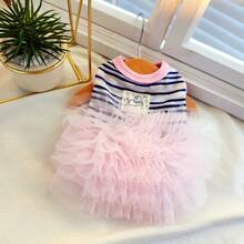 Vestido de Princesa a Rayas para Perros y Gatos, Estilo INS, Transpirable y Protector para Mascotas - 01 - Ver 2