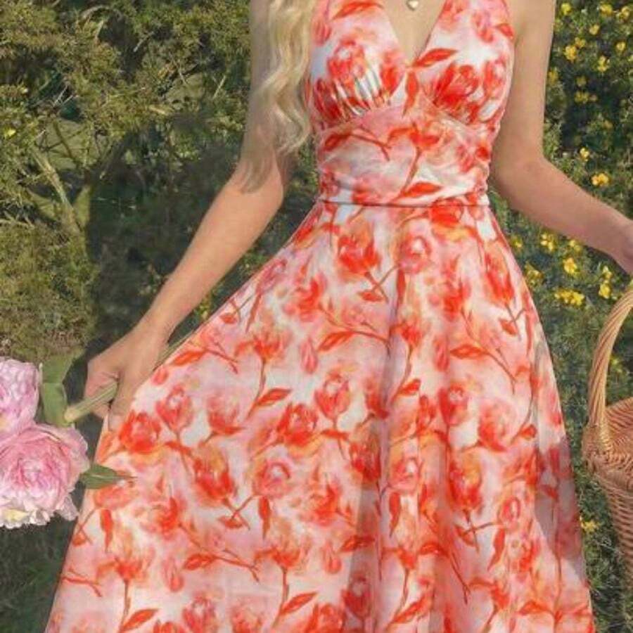 Women Midi Dresses - Naranja - 查看 1