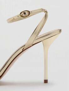 2026 Spring/Summer New Women's Gold Metallic Layered Bow Decor Stiletto High Heel Sandals - Gold - View 4