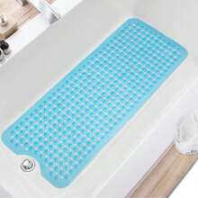 1 buah Keset Bak Mandi Anti Selip Ekstra Panjang, Keset Kamar Mandi Persegi Panjang dengan Lubang Drainase dan Perekat Hisap, Keset Bak Mandi Ekstra Panjang 40"X16", Karpet Kamar Mandi, Lembut di Kaki, Dapat Dicuci dengan Mesin, Cocok untuk Rumah, Hotel, dan Perjalanan Mobil, Biru Transparan, Keset Kamar Mandi Ukuran XL - beraneka warna - View 11