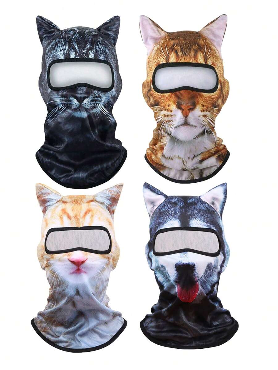 1件/2件創意3D動物臉耳頭套,中性款,透氣防曬全臉面罩,適合四季,戶外跑步、騎單車、釣魚、健行 - 款式3 - 查看 1