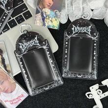 1pc Black Bubble Chain Card Holder, Personalized Chain Star Design, K-Pop New Album Photo Card Protector, Idol Photo Card Display, FEINIBOOK, PU Material, Suitable For 3-3.5 Inch Mini Photo Cards, Photo Cards, Idol Album Photo Cards, Trading Cards Storage, Can Be Used As Keychain, Bag Charm, Idol Concert Support - Card Sleeve - View 5