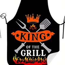 1pc Men's Funny BBQ Apron, 100% Polyester Fiber, 140g/Sqm, Perfect Father's Day Gift, Stain-Resistant And Easy To Clean - (21.65 X 26.77 Inches) 55 X 68 cm - View 1