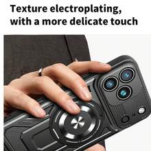 Order & Follow Store To Get Free Lanyard, 360° Rotating Stress Relief Phone Case With Mecha Style Magnetic Car Mount Stand, Anti-Drop Phone Case + Hand Strap Phone Case / Compatible With Apple 17 Pro Max/16 Pro Max/15 Pro Max/14 Pro Max/13 Pro Max/12 Pro Max/11 Pro Max / Compatible With Samsung S26/S25/S24/S23/S22/S21/U / Compatible With Xiaomi/Honor/ - Black - View 4