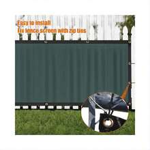 5'x7' Privacy Fence Mesh, 160GSM HDPE, 90% Privacy, Breathable, UV & Water-Resistant, Easy Install, Green - Black - View 6