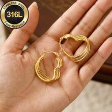 Hochwertige Edelstahl-Anhänger-Ohrringe, hochglanzpolierter natürlicher Glanz, 316L hypoallergene Ohrstecker, einzigartiges Design, Unisex-Schmuck-Ohraccessoires - A - Übersicht 8