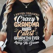 Funny T-Shirt With The Phrase "I Never Thought I'd Become Such A Crazy Grandma" - Vintage Short Sleeve Loose Fit T-Shirt For Women And Men With A Humorous Slogan, Cami - 黑 - 查看 2