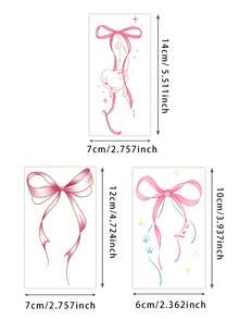 3 Peças de Autocolantes de Tatuagem com Padrão Combinado de Coração em Forma de Laço Rosa Doce e Fresco, Autocolantes de Tatuagem Temporária, Design de Tatuagem Realista, Adequado para Viagens, Festivais de Música, Jogos, Presentes de Formatura, Dura 3-5 Dias - Multicolorido - Ver 10