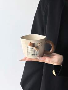 1pc Vintage 3D Sleeping Bear Ceramic Coffee Mug, Creative Personalized Handmade Artistic Mug, Cartoon Cute Style, Perfect Gift For Giving, Exquisite And Interesting Cup - Multicolor - View 6