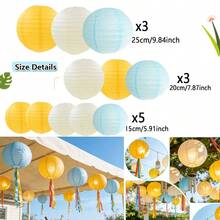 11pcs/Set Pink & Orange Paper Lanterns, Mixed Sizes, Including Rose Red, Light Pink And Orange Colors, Suitable For Floral Themed Parties In Different Seasons, Great For Birthday, Bridal Shower, Wedding Decorations - Mixed Colors - View 11