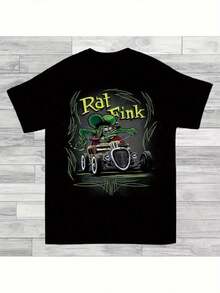 Camiseta estampada para hombre, ligera, transpirable, cómoda y versátil. 100% algodón, fresca y aireada, lavable a máquina. Ropa de verano con estilo urbano y moderno. - Negro - Ver 1