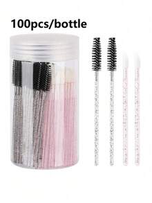 100 Stück/50 Stück glänzende Kristall Wimpernbürsten und Lippenbürsten, Einweg-Lidschattenbürsten Lipgloss-Applikatoren Make-up-Werkzeuge, mit Aufbewahrungsbox, weicher Bürstenkopf, Make-up-Essential für Zuhause, Reisen und Partys, komplettes Make-up-Set, Make-up-Bürstenset, Make-up-Geschenkbox-Set - Verschiedenfarbig - Übersicht 10