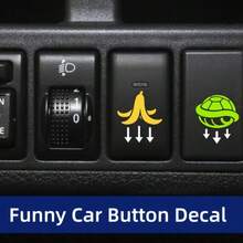 3pcs/Set Funny Car Button Stickers Self-Adhesive Vinyl Dashboard Decals Retro Racing Game Icons Cute Banana Star Interior Decor Unisex Car Accessories - 3pcs - View 1