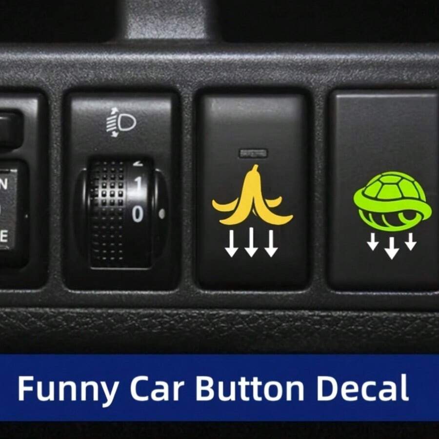 3pcs/Set Funny Car Button Stickers Self-Adhesive Vinyl Dashboard Decals Retro Racing Game Icons Cute Banana Star Interior Decor Unisex Car Accessories - 3pcs - View 1