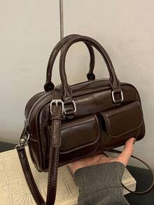 (Excluding Pendant Accessories)1pc Women's PU Leather Sling Bag Bowling Bag Fashionable, And High-End Minimalist A New Spring And Summer Bag - Multicolor - View 4
