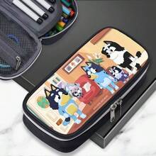 1pc Bluey Pencil Case Stationery Box, Large Capacity, Dirt Resistant, Simple Multi-Layer Pencil Case - Multicolor - View 3