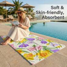 1pc Floral Microfiber Beach Towel Print, Quick Dry, Super Absorbent, Lightweight, Sand-Free, Perfect For Beach, Pool, Camping And Travel, Valentine's Day Gift, Beach Essential|Inspirational Design|Soft Absorbent Towel - Multicolor - View 6