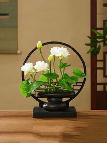 1件仿真莲花及叶片装饰品，逼真自然，适合泳池装饰，也可作为优雅的仿真莲花花束，适用于家居及花园装饰，是客厅、卧室及乔迁新居的理想礼物。 - 彩色 - 查看 8