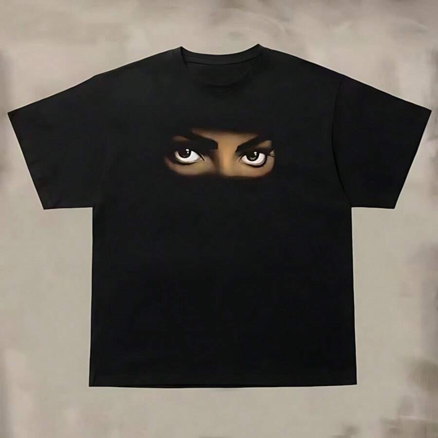 Unisex 100% Cotton T-Shirt With A Print, Y2K Style, Crew Neck, Short Sleeves, For Men And Women. Hip-Hop Fashion T-Shirt. Gifts For Fans. - 黑色 - 查看 1