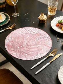 4/120pcs Gold Round Leaf PVC Placemats, Waterproof Oil-Resistant Decorative Mats, Washable Table Mats, Non-Slip Odorless Western Dining Mats, Suitable For Restaurants, Cafes, Homestays, Fits Holidays, Parties, Gatherings, Birthdays, Weddings, Dinner Parties. - Multicolor - View 11
