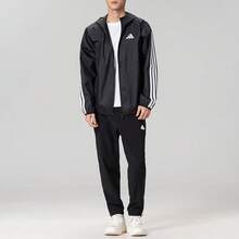Adidas 男士运动夹克 M 3S WB 防撕裂面料，2026 春季新款连帽运动夹克跑步外套 IM7848 - IM7848 - 查看 2