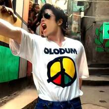 Camisetas de algodón para hombre y mujer con estampado del retrato de Michaels Jacksons, el Rey del Pop, estilo casual hip hop. - Blanco - Ver 1