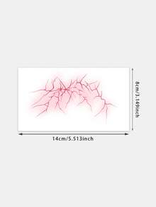 1 Pc Edgy Red Lightning Temporary Tattoo, Waterproof Long Lasting Fake Tattoo, Grunge Bold Body Art For Shoulders & Body - Multicolor - View 6